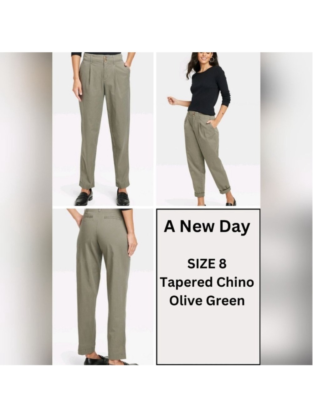 A New Day Chino Pants High Rise Tapered Size 8